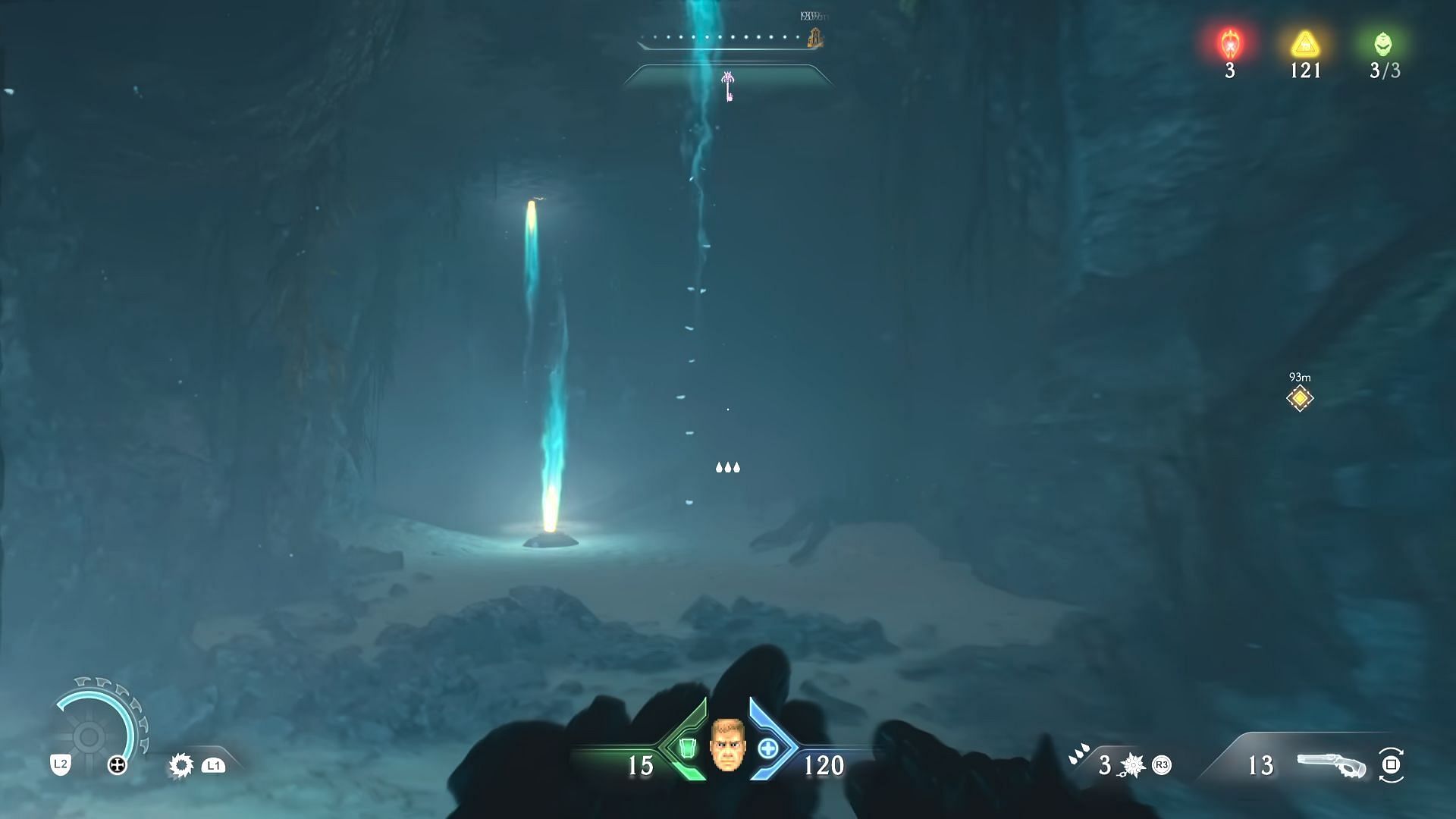 Swimming underwater to find the first gate lever (Image via Sportskeeda Gaming || Bethesda Softworks)